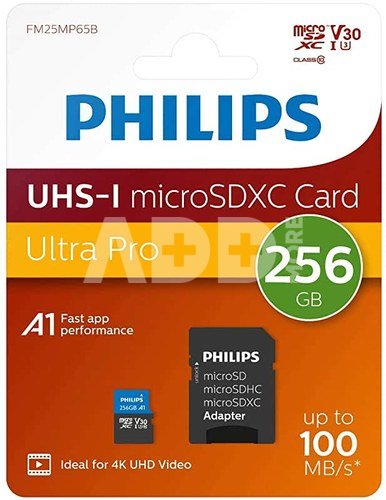 Philips MicroSDXC Card 256GB Class 10 UHS-I U3 incl. Adapter