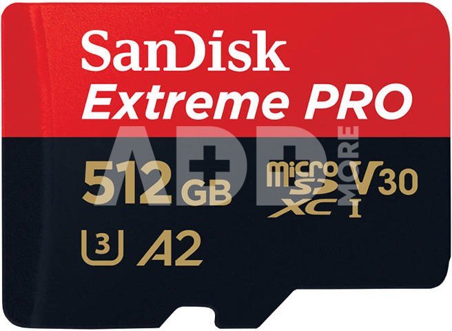 SANDISK EXTREME PRO microSDXC 512GB 200/140 MB/s UHS-I U3 memory card (SDSQXCD-512G-GN6MA)