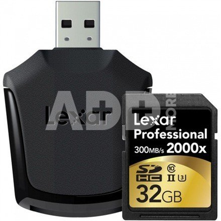 Lexar SDHC Card incl Reader 32GB 2000x Professional RDR UHS-II