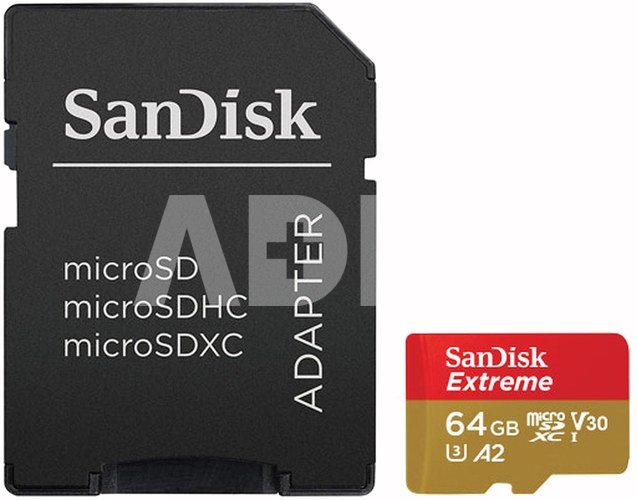 Sandisk memory card microSDXC 64GB Extreme Action + adapter