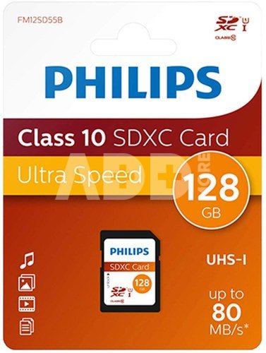 Philips SDXC Card 128GB Class 10 UHS-I U1