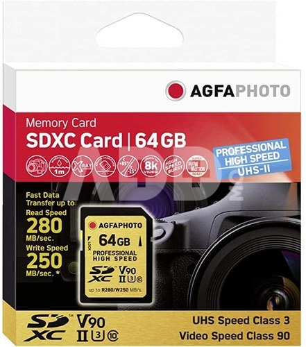 AgfaPhoto SDXC UHS II 64GB Professional High Speed U3 V90