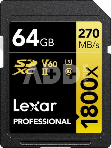 Lexar Pro 1800x SDXC R280/W210 64GB U3 (V60) UHS-II