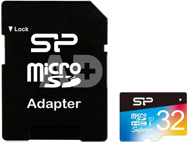 Silicon Power memory card microSDHC 32GB Superior UHS-I U1 + adapter
