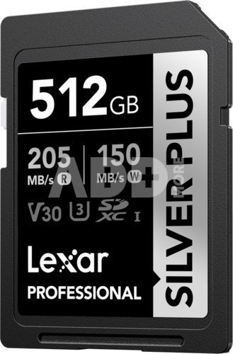 Lexar SDXC Professional SILVER Plus UHS-I/U3/A2/4K R205/W150 (V30) 512GB