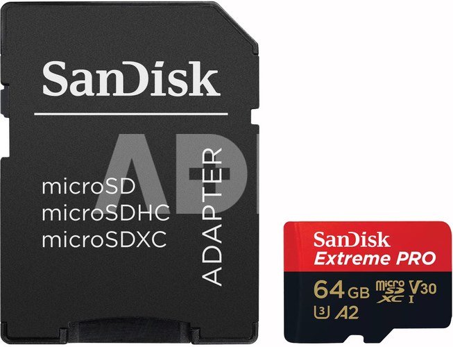 SanDisk microSDXC 64GB Extreme Pro A2 C10 V30 UHS-I U3
