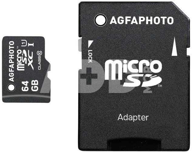 AgfaPhoto Mobile High Speed 64GB MicroSDXC Class 10 + Adapteris