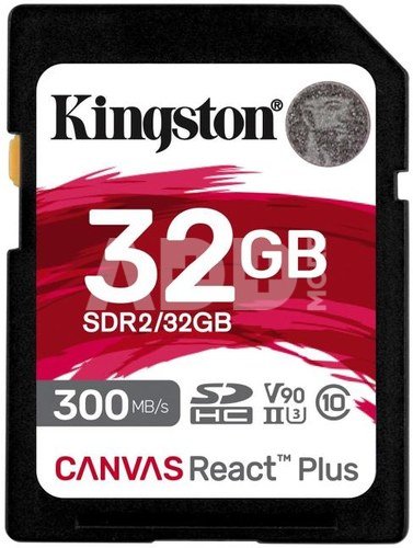 Kingston Memory card SD 32GB Canvas React Plus 300/260 UHS-II U3