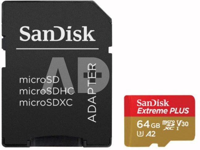 Sandisk memory card microSDXC 64GB Extreme Plus + adapter