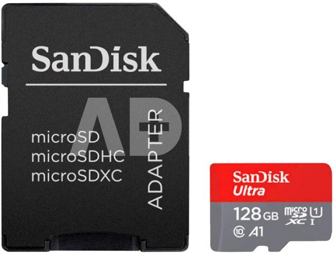 Sandisk memory card microSDXC 128GB Ultra A1+ adapter