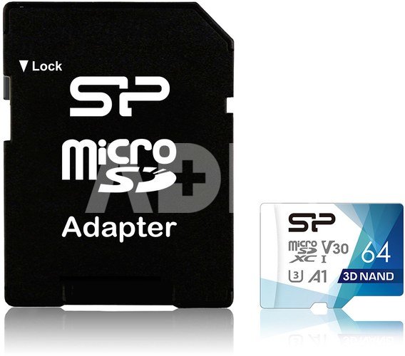 Silicon Power memory card microSDXC 64GB Superior Pro V30 + adapter