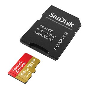 SANDISK EXTREME microSDXC 64 GB 170/80 MB/s UHS-I U3 atminties kortelė (SDSQXAH-064G-GN6MA)