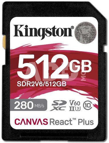 SDXC II V60 React Plus | SDR2V6/512GB | 512 GB | SDXC | Flash memory class Class 10, UHS-II, U3, V60