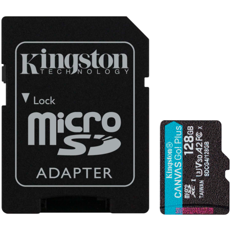 KINGSTON 128GB microSDXC Canvas Go Plus Gen4 200MB/s A2 U3 V30 Card + Adapter|SDCG4/128GB