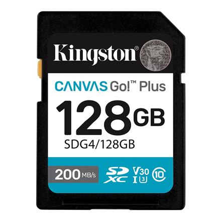 KINGSTON 128GB SDXC Canvas Go Plus Gen4 200MB/s C10 UHS-I U3 V30|SDG4/128GB