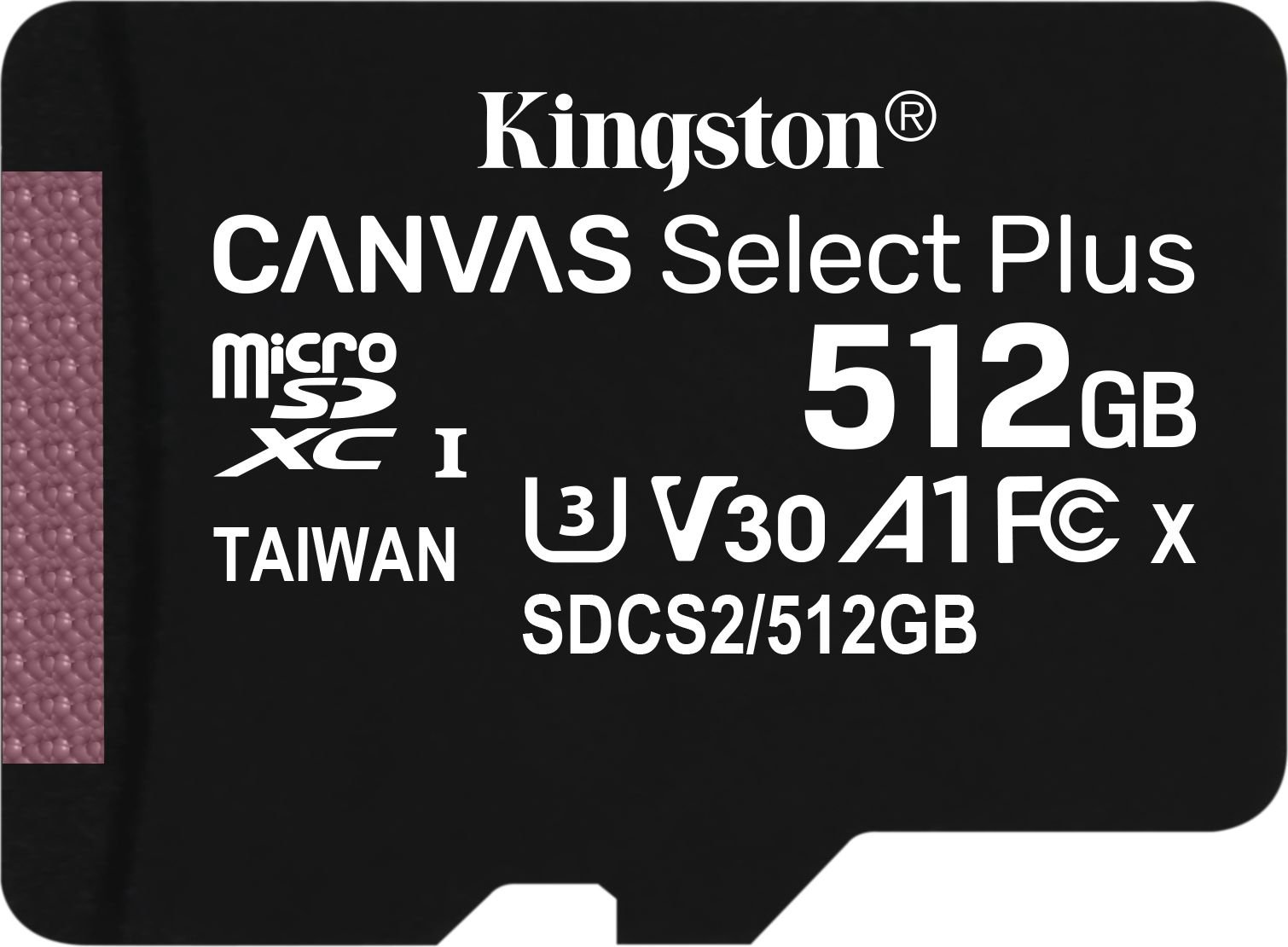 KINGSTON 512GB MICROSDHC CANVAS SELECT PLUS 100R SINGLE PACK W/O ADAPTER
