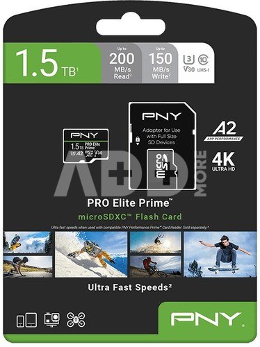 PNY Memory card microSDXC Elite Prime 1.5TB + adapter SD