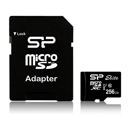 Micro SD Silicon Power Elite 256 GB, micro SDXC, Flash memory class 10, with Adapter, UHS-I
