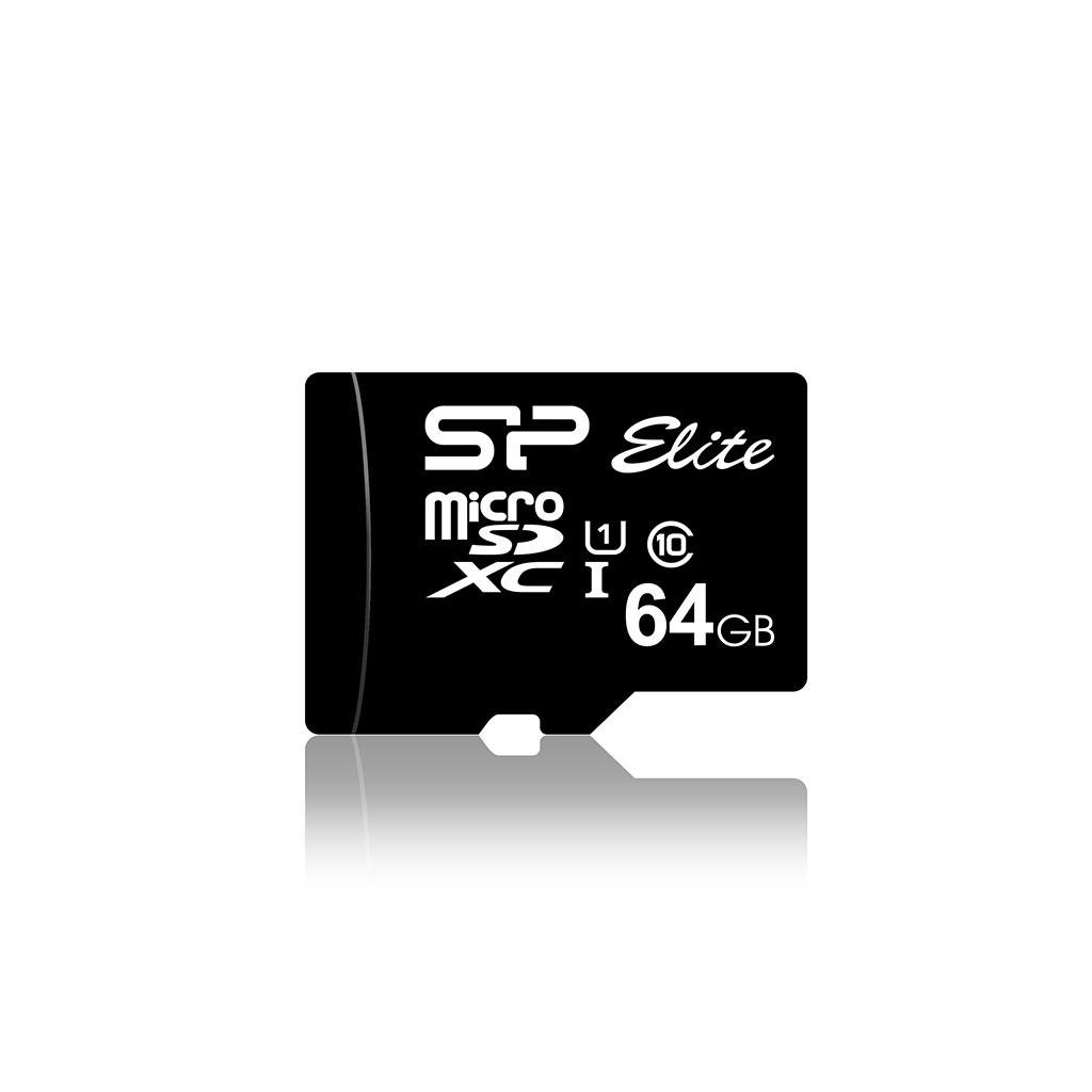 SD Silicon Power  Elite UHS-I  64 GB  MicroSDXC  Flash memory class 10  SD adapter