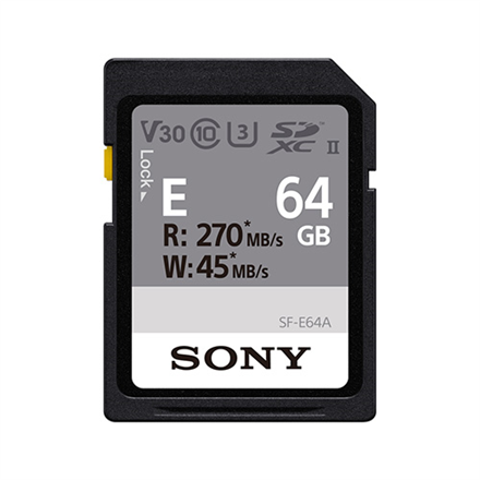 Sony | UHS-II Memory Card | SF-E SDXC Class10 | 64 GB | SDXC Memory Card | Flash memory class U3, V30|SFE64A.AE