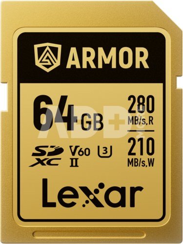 Lexar SDXC ARMOR Gold UHS-II U3, Stainless Steel, IP68 R280/W210 (V60) 64GB