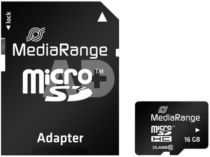 MEMORY MICRO SDHC 16GB C10/W/ADAPTER MR958 MEDIARANGE