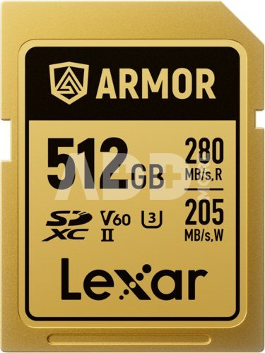 Lexar SDXC ARMOR Gold UHS-II U3, Stainless Steel, IP68 R280/W210 (V60) 512GB