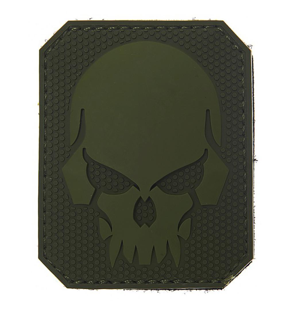 3D PVC Pirate Skull Olive antsiuvas su velkro .