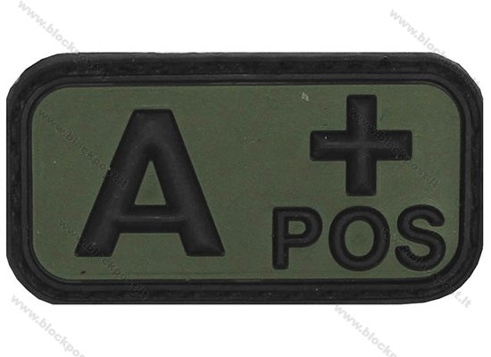 PVC antsiuvas su Velcro lipduku, kraujo grupė: A POS (žalias) .