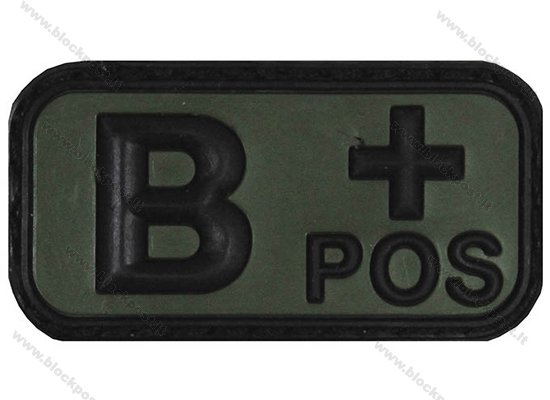 PVC antsiuvas su Velcro lipduku, kraujo grupė: B POS (žalias) .