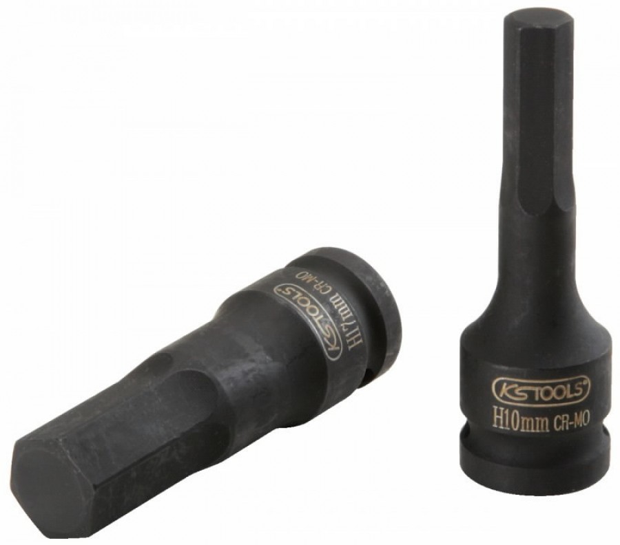 Smūginė galvutė antgalis  šešiabriaunė, ilga 1/2" 17mm, KS Tools