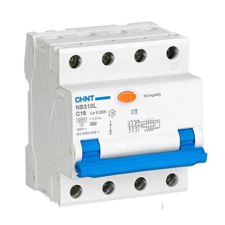 Chint Circuit breaker RCBO, NB310L/3N, 3P+N, C20, 30mA, A, 6k