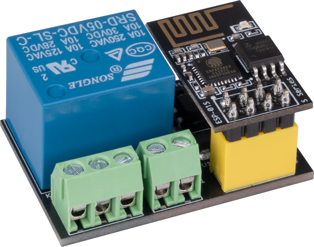 Relės modulis su bevieliu ESP-01S WiFi valdymo moduliu, komutacija 10A / 250VAC 10A / 30VDC, maitinimas DC 5-12V JOY-IT