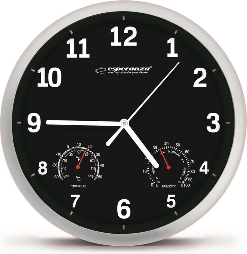 Esperanza Wall Clock Lyon Black (EHC016K)