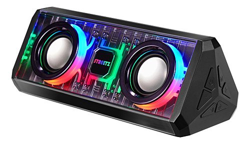 Kolonėlė STREETZ Bluetooth, TWS, LED, 10W, skaidri, juoda / S320-BLK