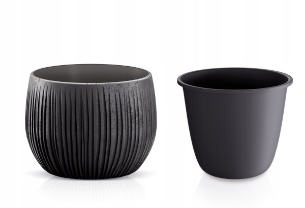 Plastikinis vazonas Beton Bowl DKB180-B411, juodos spalvos