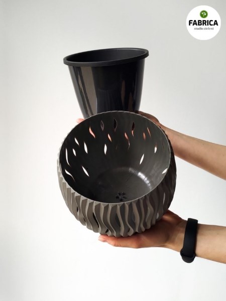 Plastikinis vazonas DSK180-405U Bowl Sandy, pilkos spalvos