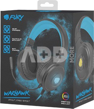 Fury Gaming Headset Warhawk Built-in microphone, Black/Blue