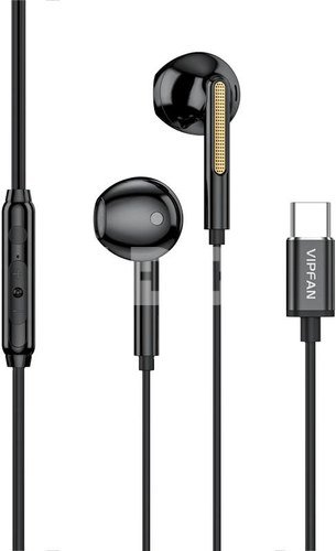 Vipfan M11 wired in-ear headphones, USB-C (black)