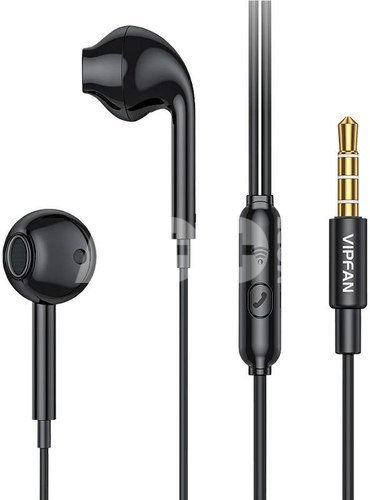 Vipfan M15 wired in-ear headphones, 3.5mm jack, 1m (black)