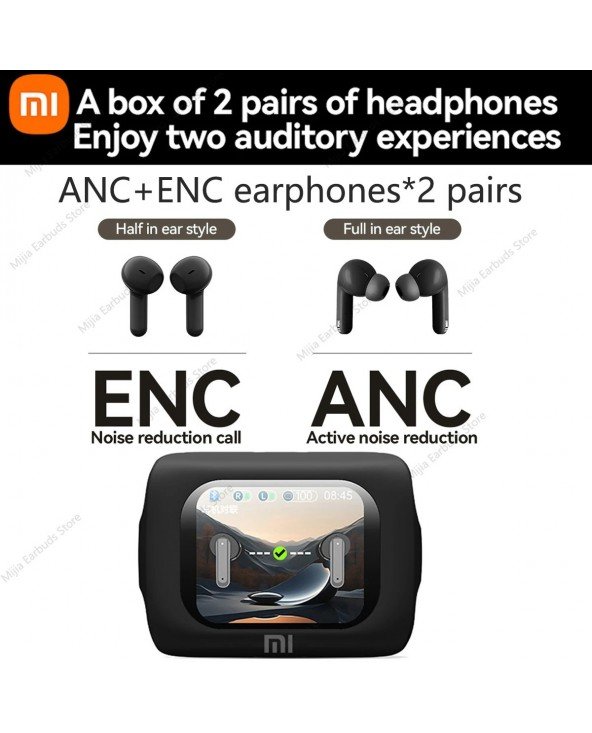 XIAOMI MIJIA Naujos belaidės ausinės ANC ENC ausinės "Bluetooth 5.4 Smart Touch Screen Headset" ausinės 2 porų ausinių dėžutė