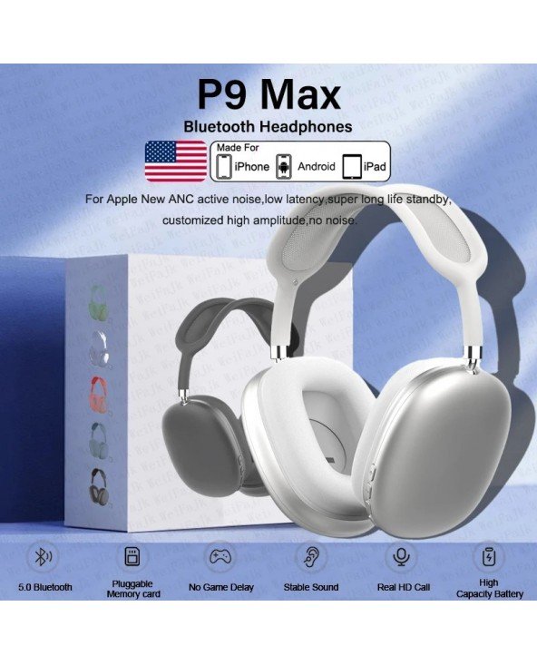 Originalios P9 Pro Max belaidės Bluetooth ausinės triukšmą slopinančios sportinių žaidimų ausinės