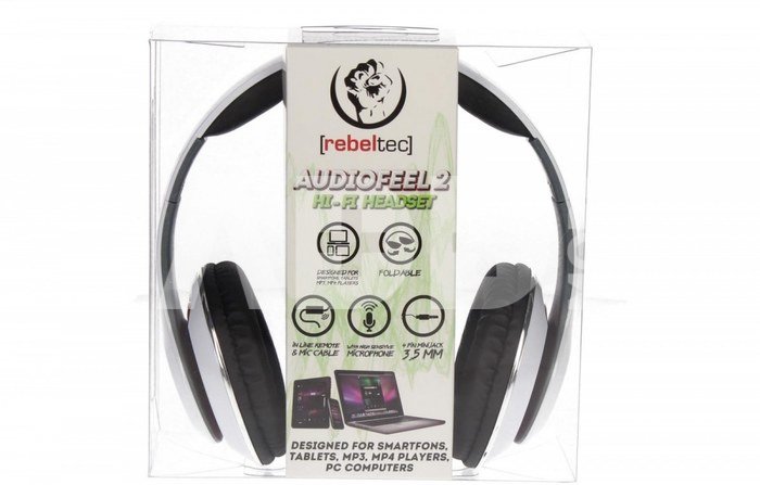 Rebeltec Stereo headphones with 4pin mini jack AUDIOFEEL2 WHITE