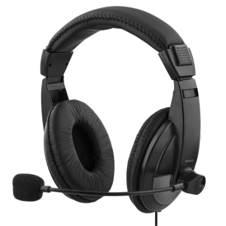 DELTACO USB stereo ausinės, 40 mm, 32 ohms, 20Hz-20kHz, 96dB ± 3dB, juodos / HL-57|HL-57
