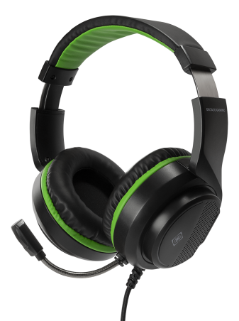 Stereo žaidimų ausinės DELTACO GAMING skirta XBOX Series X / S, 2m kabelis, 40mm, juodos/žalios spalvos / GAM-128|GAM-128