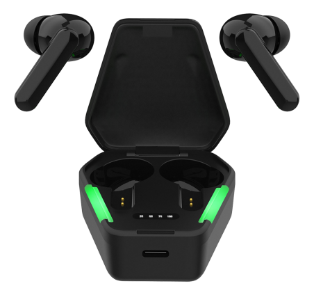 Žaidimų ausinės STREETZ True Wireless Stereo, matinė juoda / TWS-115|TWS-115