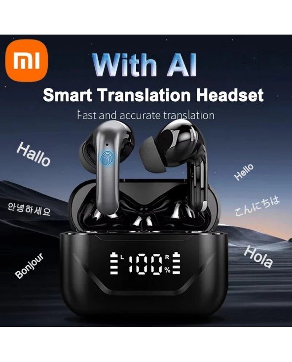 „Xiaomi Wireless AI Translation“ ausinės su realaus laiko kalbos triukšmo mažinimu jutikliniu garsumo valdikliu, C tipo įkrovimu