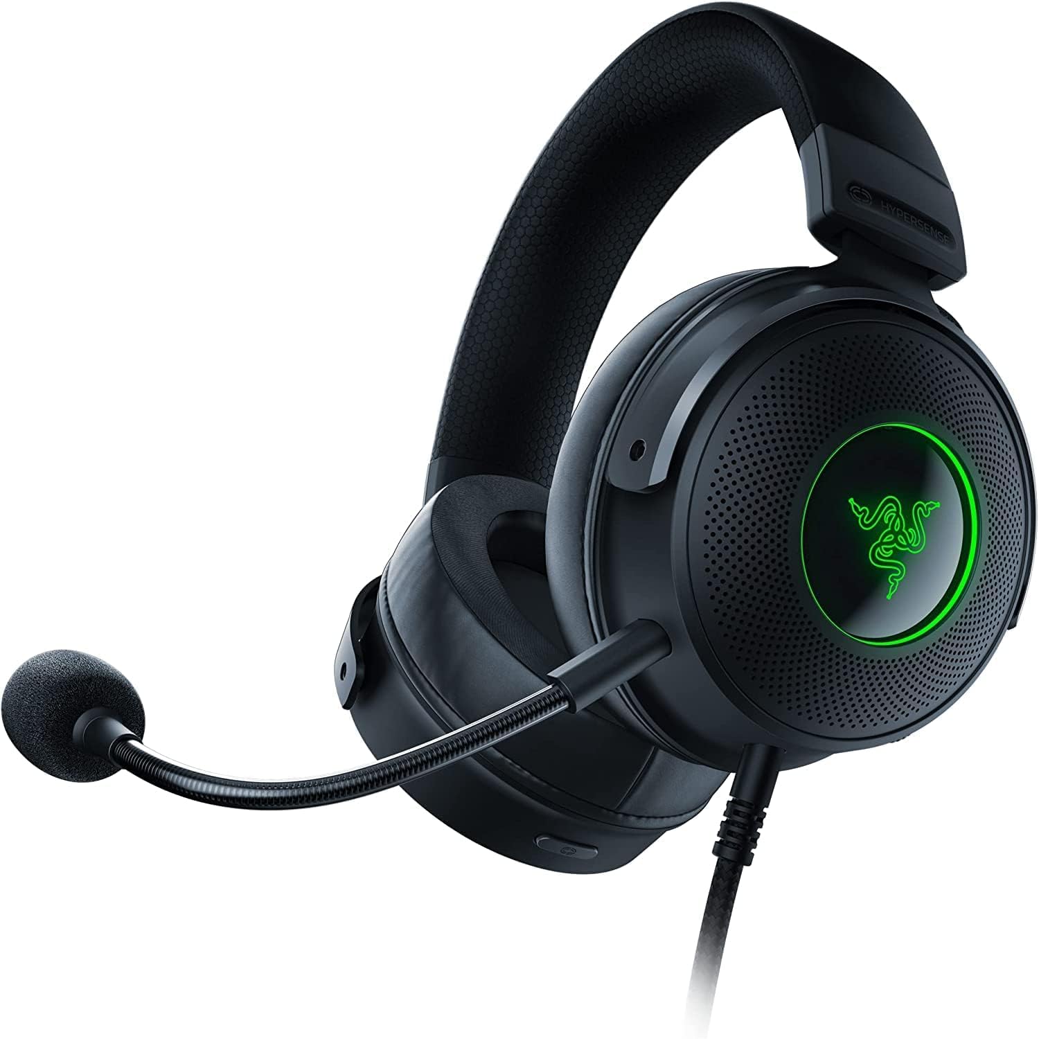 Ausinės Razer Kraken V3 Hypersense, ovalios, ant ausų, juodos