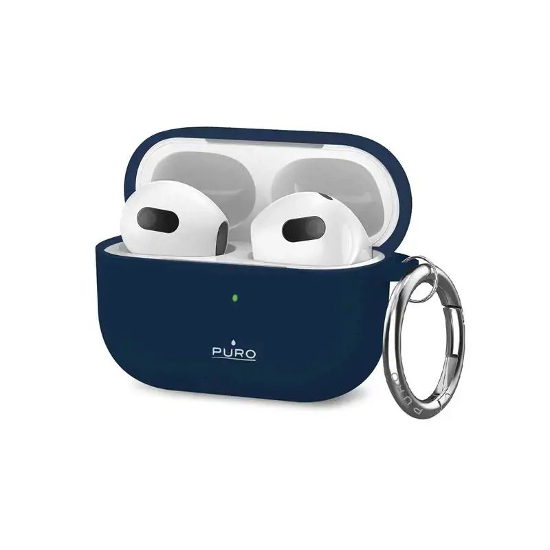 Silikoninis dėklas Puro "ICON" , skirtas Airpods 3 su kabliu, mėlynas / AP3ICONBLUE