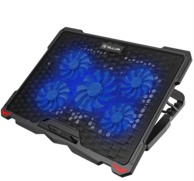 Tellur Cooling pad Basic 17, 5 fans, LED, black